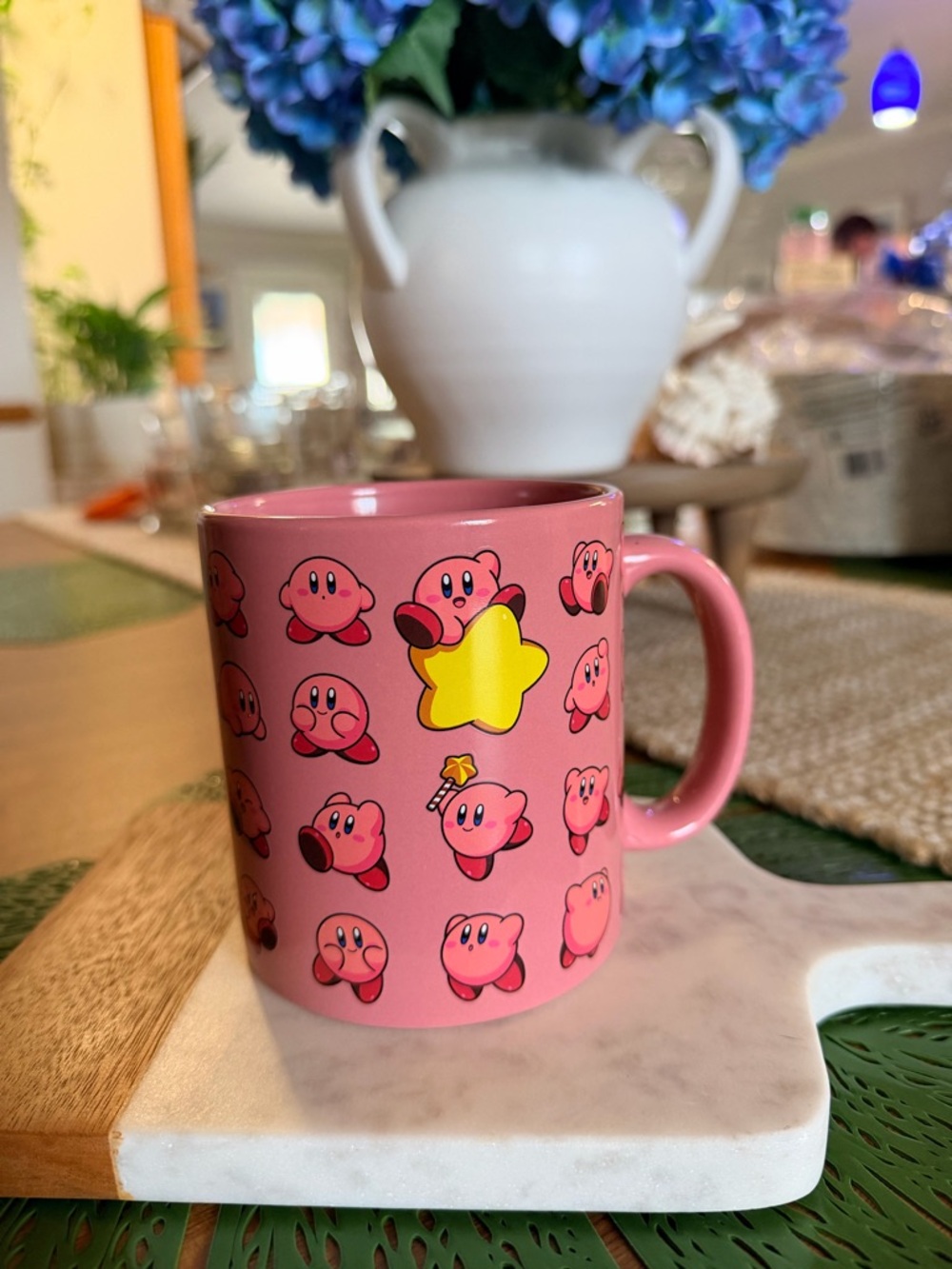 Nintendo Pink Kirby Pattern Ceramic Mug